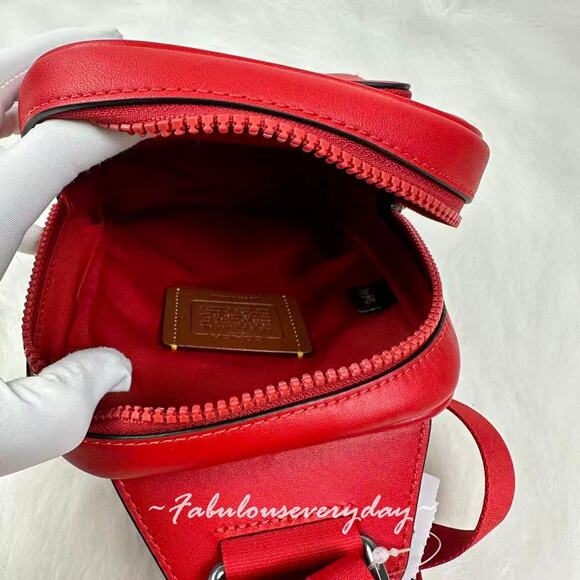 Coach Racer Sling Pack In Leather/Gunmetal/Bold Red CX071 NWT - Picture 5 of 9